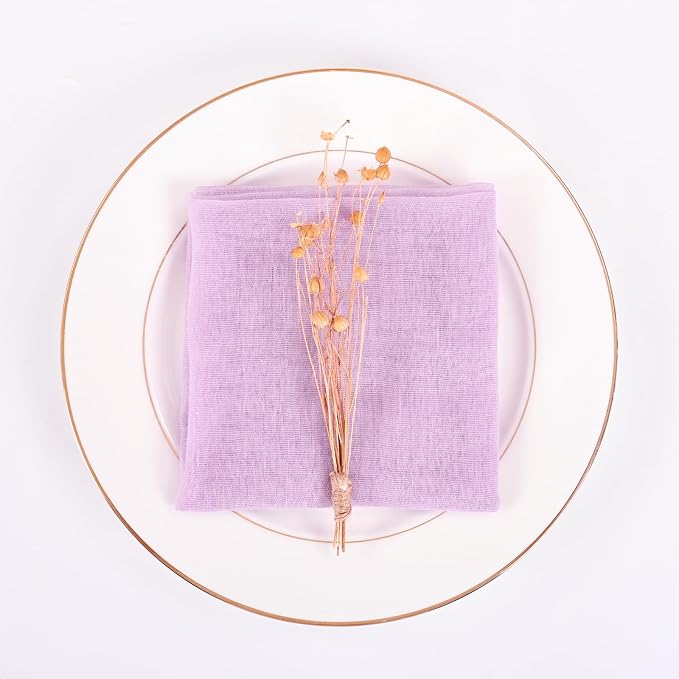 Lavender Cheesecloth Napkins - Bulk Set of 50, 20x20 Inch Washable and Reusable Boho Cotton Gauze Purple Cloth Napkins for Weddings, Bridal Girl Baby Shower, Party and Banquet - Image 3