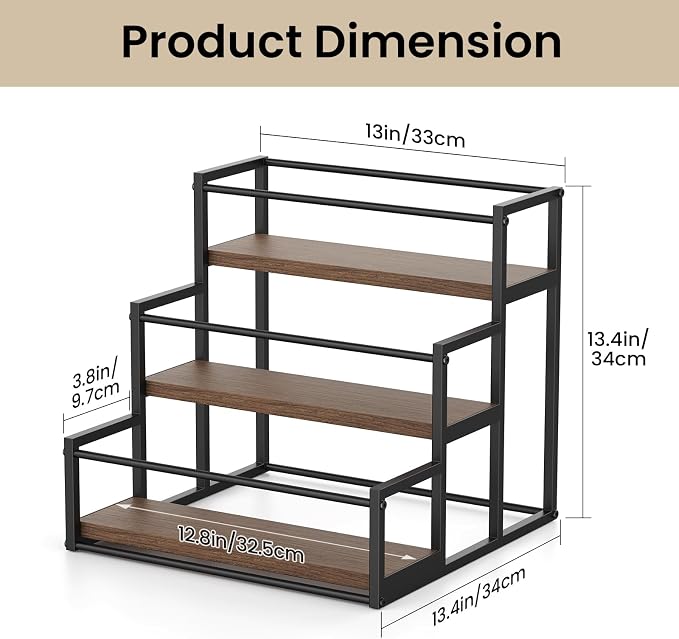 THYGIFTREE Liquor Bottle Display Shelf, 3 Tier Coffee Syrup Rack Organizer & Bar Shelf Stand for Liquor, Whiskey, Spirits, Coffee Station & Home Bar - Image 3