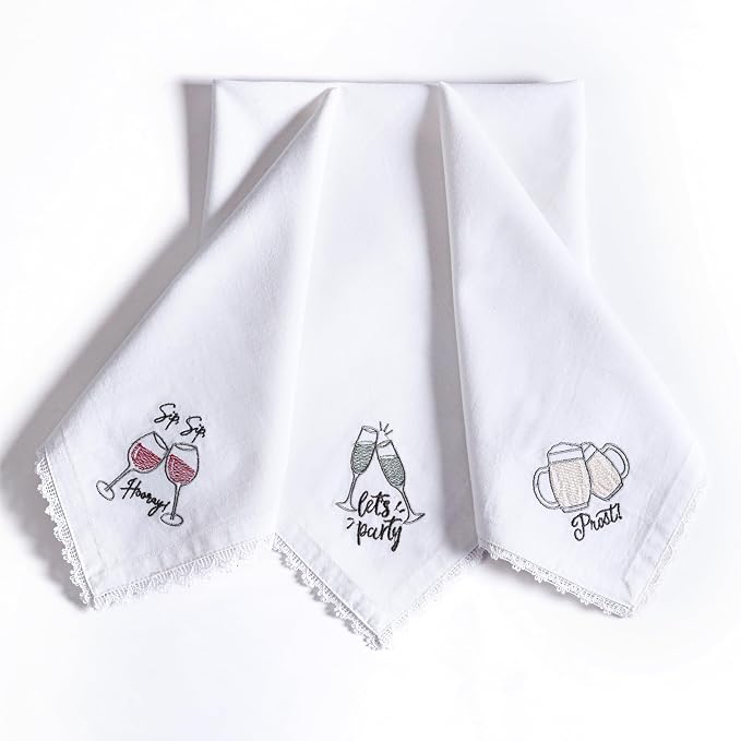 Bedding Craft Cotton Cloth Dinner Napkins Set of 12 – 18x18 Embroidered Motif with Decorative Lace Edges – Machine Washable Fabric Napkins for Weddings, Baby Showers, Christmas & Easter - Image 8
