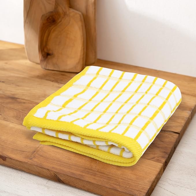 Urban Villa Kitchen Towels Cotton Dish Towels 20”x30” (Set of 3) Yellow Wht - Image 7