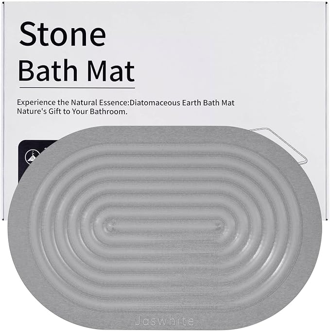 Stone Dish Drying Mat - Large Foldable Marbled Quick Drying Dish Mats, Stone Coasters Set of 4 Collapsible Ultra Absorbent Diatomaceous Earth Mats for Kitchen Counter Bathroom (Grey_Oval) by Unknown