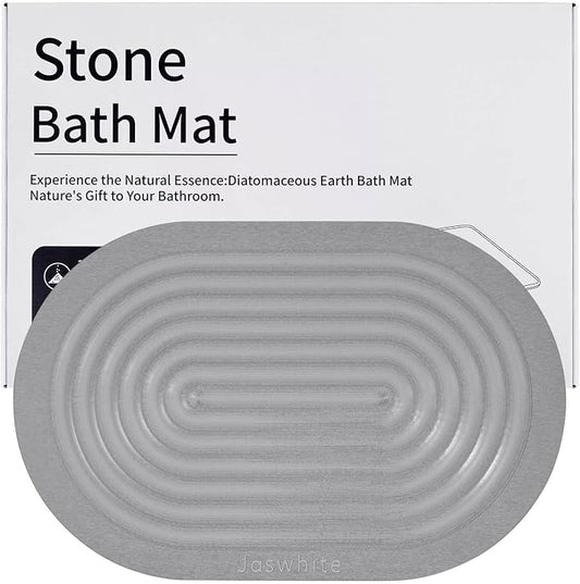 Stone Dish Drying Mat - Large Foldable Marbled Quick Drying Dish Mats, Stone Coasters Set of 4 Collapsible Ultra Absorbent Diatomaceous Earth Mats for Kitchen Counter Bathroom (Grey_Oval) by Unknown