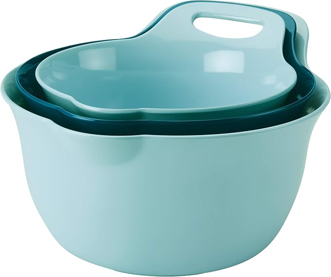 Rachael Ray Tools and Gadgets Mix and Measure Cooking / Baking Prep Set with Mixing Bowls, Measuring Cups, and Tools - 10 Piece, Light Blue and Teal - Image 8