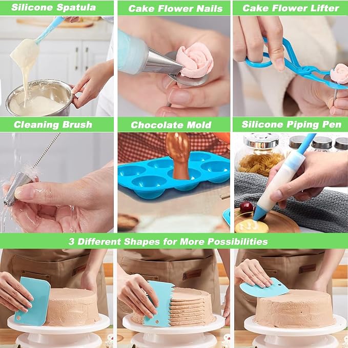 Suuker Cake Decorating Tools Supplies Kit, 236 Pieces | Baking Accessories with Storage Case, Frosting Piping Kit, 36 Numbered Piping Tips, Piping Bags and Tips Set - Image 8