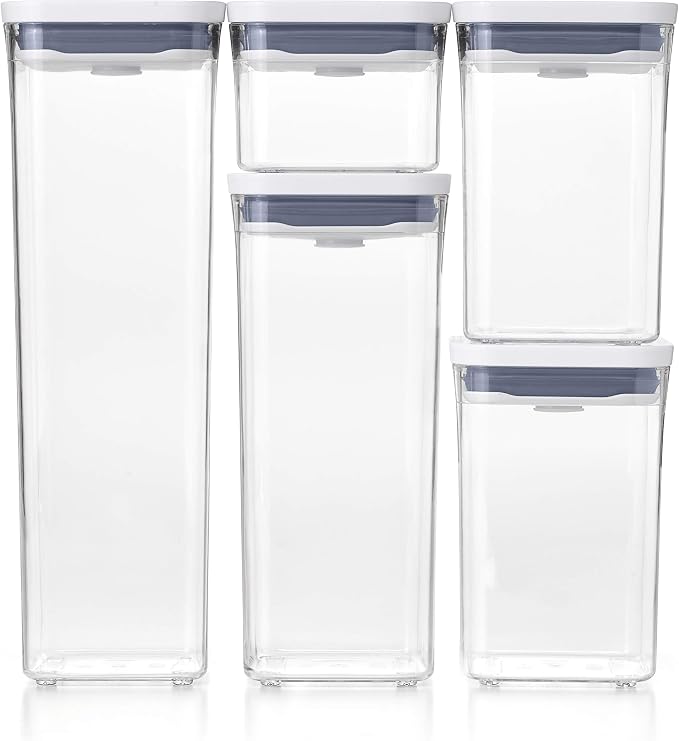 OXO Good Grips POP Airtight Food Storage Containers for Pantry, 5-Piece Set | Airtight Seal, Push-Button Open and Close, Stackable, Multiple Size Containers for Cereal, Flour, Sugar Storage - Image 12