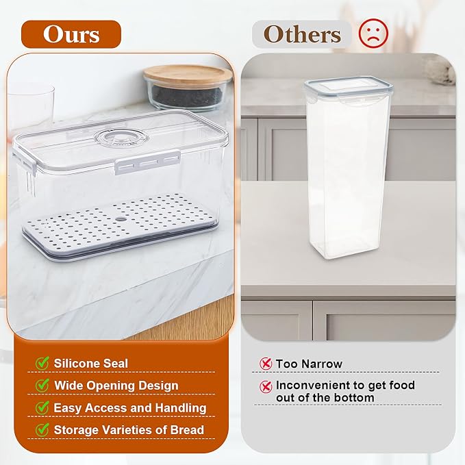 ANYPROLUS Bread Box for Homemade Bread Boxes for Kitchen Counter Airtight, Time Recording Bread Storage Container with Lid, Bread Containers Storage Airtight Loaf Bread Keeper, White - Image 5