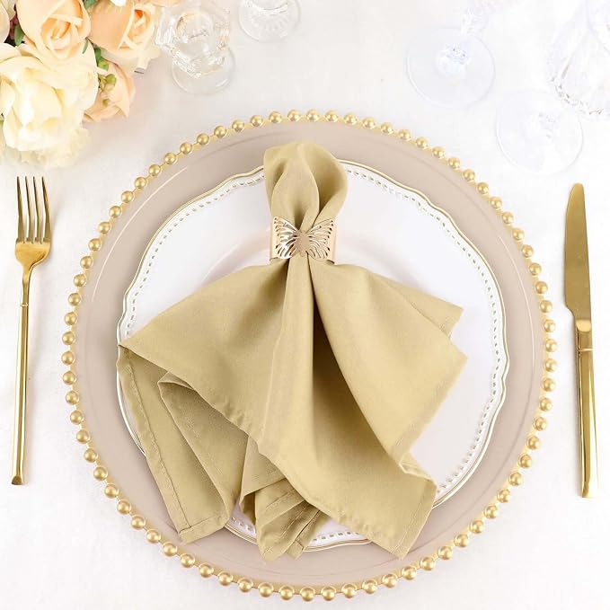 Efavormart Premium Cloth Napkins Set of 50, 17x17 Inch Champagne Violet Seamless Dinner Napkins, Washable Linen Table Napkin Cloth with Hemmed Edges for Weddings, Party and Banquet by efavormart
