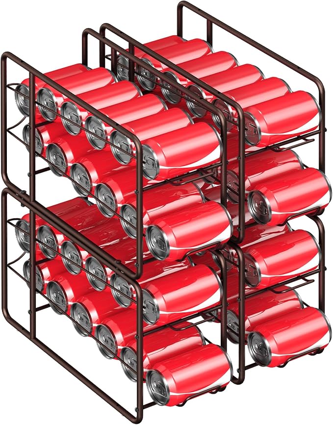 MOOACE 4 Pack Can Organizer for Pantry, Soda Can Dispenser Rack, Bronze | Stackable Canned Food Storage, Beverage Soup Cans Holder Fridge & Kitchen Cabinet Organizers and Storage - Image 7