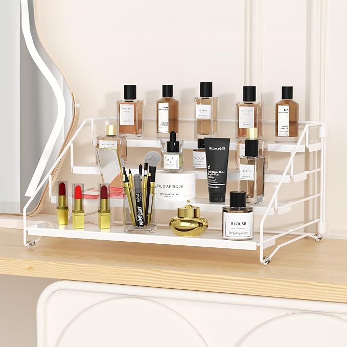 BOIVSHI Tiered Spice Rack, Spice Shelf Organizer for Cabinet, Metal White | 4 Tier Spice Rack for Countertop, Depth Adjustable Spice Organizer, No-screw Assembly, Space-saving for Cabinet, 1 Pack - Image 8