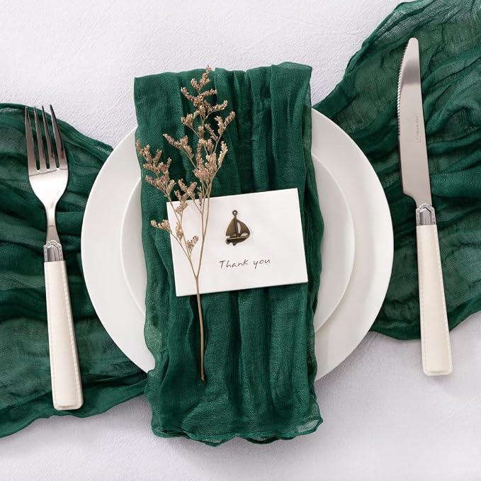 Cheesecloth Napkins Emerald Green Cloth Napkins Bulk,Set of 50 | 21''x21'',Washable Boho Table Gauze Fabric Napkins,for Wedding Baby Bridal Shower Dinner Party Decor - Image 4