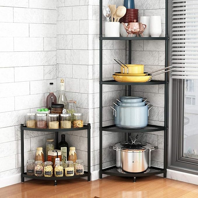 MAGCOLOR 5-Tier Kitchen Corner Shelf Rack, Free Standing Pot Rack for Organizer Stainless Steel Cookware Stand - Image 6