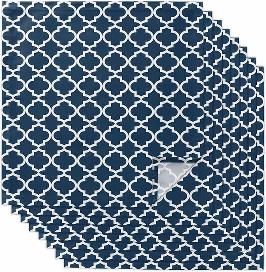Cloth Napkins Set of 8-20x20 Inches, Lake Blue Moroccon Washable Reusable Table Napkins, Minimalist Ethnic Bohemian Aesthetic Soft & Absortbent Dining Napkin for Party Wedding Hotel Restaurant by Unknown