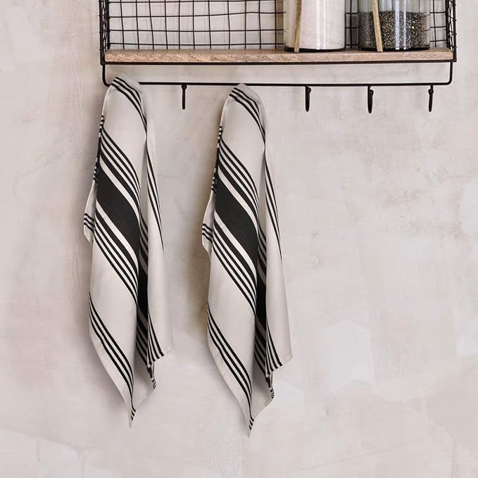 Urban Villa Kitchen Towels Cotton Dish Towels 20”x30” (Set of 3) Black - Image 3
