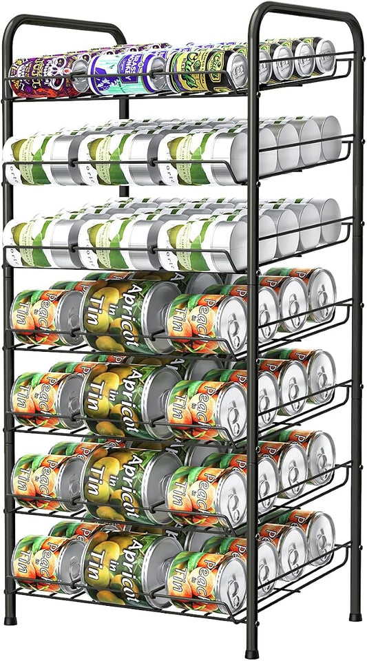 Vrisa Can Organizer for Pantry 7-tier Can Rack Organizer Metal Can Storage Dispenser Rack Holds up to 84 Cans for Canned Food Kitchen Cabinet or Pantry Shelf Black by Vrisa