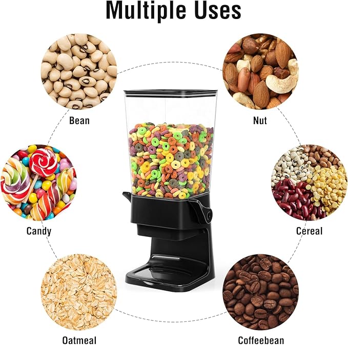 Cereal Dispenser Countertop Large Cereal Containers Storage Black,3 pack | Cereal Dispenser For Pantry Dry Food Dispenser Countertop Rice Candy Dispenser Machine For Snack,Nuts, Granola - Image 5