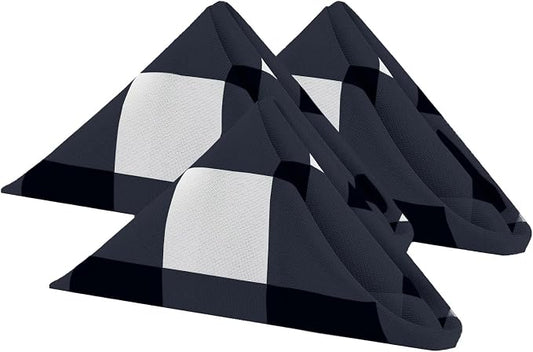 Cupuamon Buffalo Plaid Table Napkins Set of 25, 17x17 inch, Navy and White, Checkered, Polycotton Blend by Cupuamon