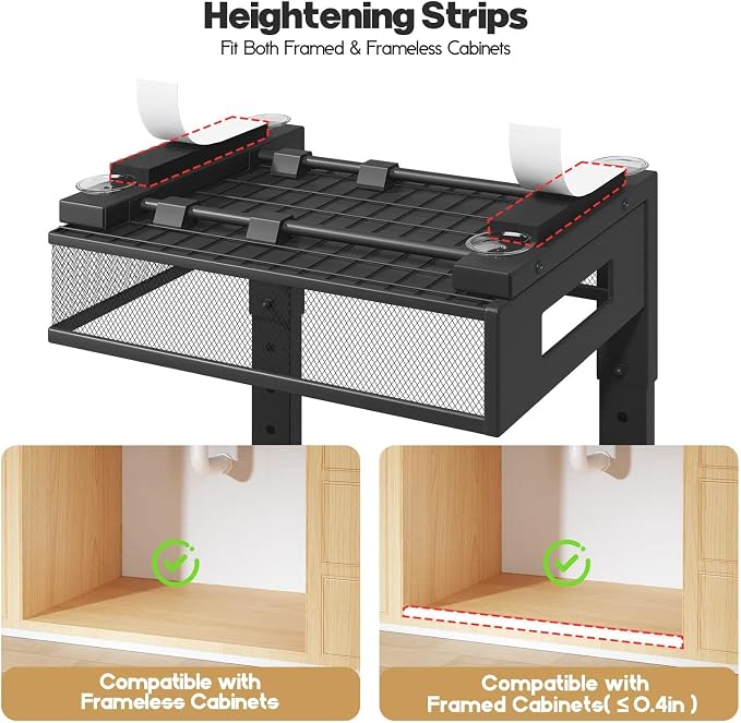 2 Packs 19IN Depth Under Sink Organizer, 2-Tier Pull Out Cabinet Organizer With Smooth Circular Rail, Large Capacity Metal Mesh Sliding Drawers For Bathroom& Kitchen Storage,Height Adjustable –Black - Image 3