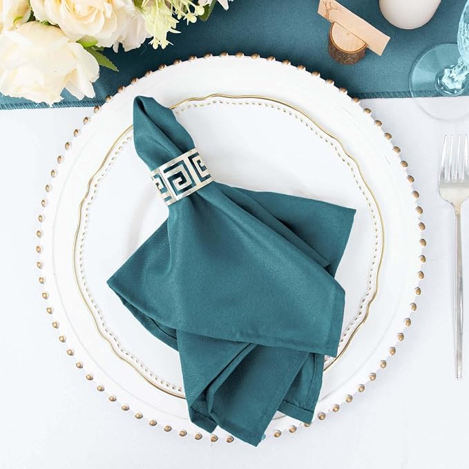 Efavormart Premium Cloth Napkins Set of 5, 17x17 Inch Peacock Teal Green Seamless Dinner Napkins, Washable Linen Table Napkin Cloth with Hemmed Edges for Weddings, Party and Banquet - Image 6