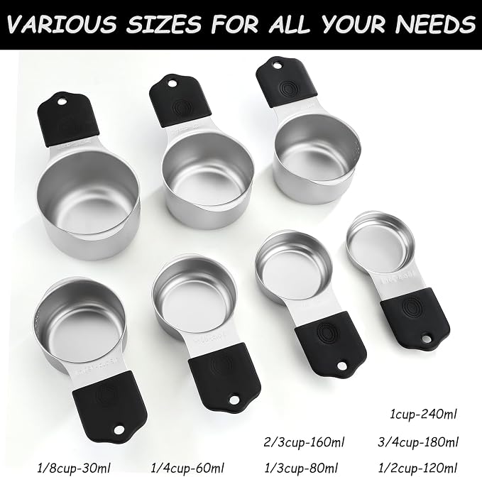 Magnetic Measuring Cups Set 7 Stainless Steel Stackable Measuring Cups | for Measuring Dry and Liquid Ingredients - Image 2