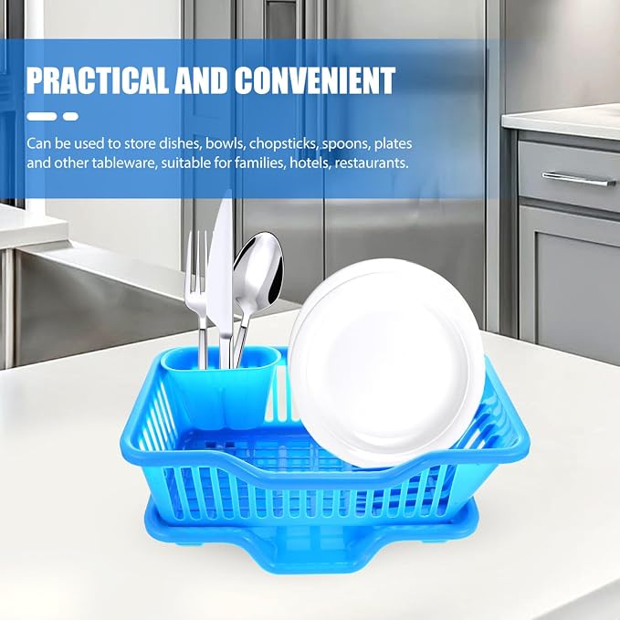 Kichvoe 1set Dish Draining Rack Simple Style Kitchen Dish Drainer Drainage Design for Organized Countertop Keep Dry Tidy Smooth Edges for Easy Access - Image 7