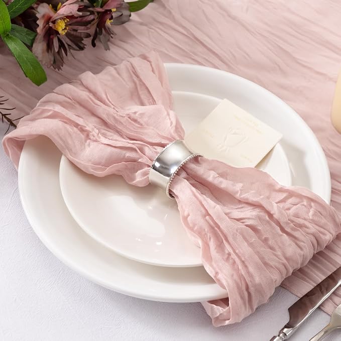 Dusty Pink Cheesecloth Napkins Pink Cloth Napkins Bulk,Set of 100 | 21''x21'',Washable Boho Table Gauze Fabric Napkins,for Wedding Baby Bridal Shower Dinner Party Decor - Image 5