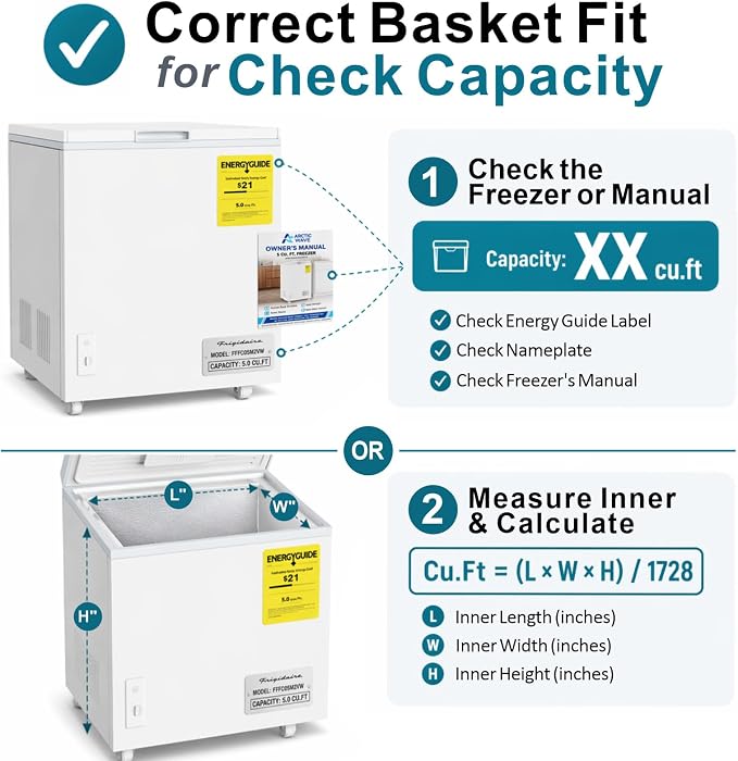 Chest Freezer Organizer Bins - Small Baskets for 7 Cu.Ft, 6 Pack | Easy Access Handles, Stackable Deep Freezer Wire Baskets, Vertical Space Sorts for Frozen Meat, Vegetable and Bagged Items - Image 9