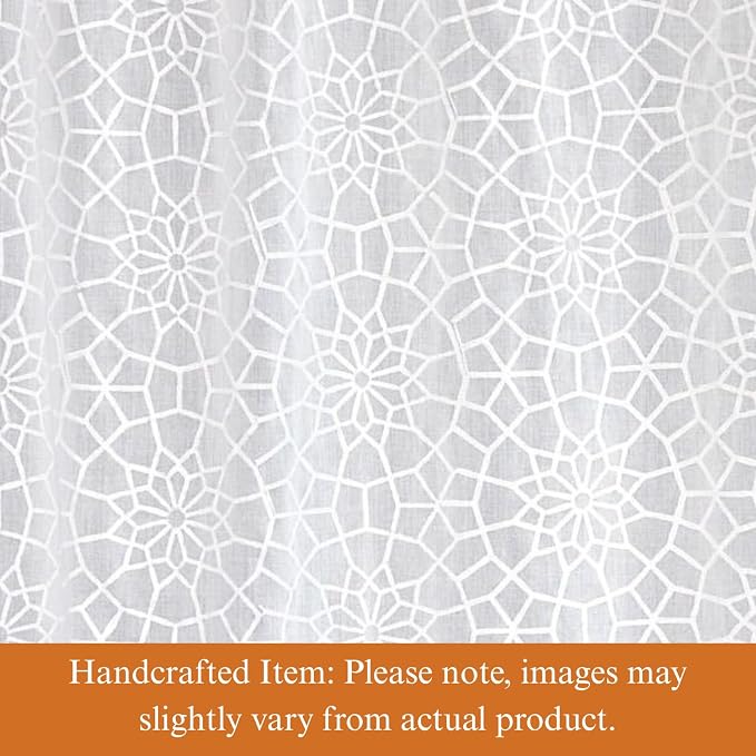 100% White Cotton Dinner Napkins, Set of 6, Hand Printed Royal Mansour Design, Fair Trade, Washable Cloth Napkins for Parties & Cocktails 20x20 in - Image 2