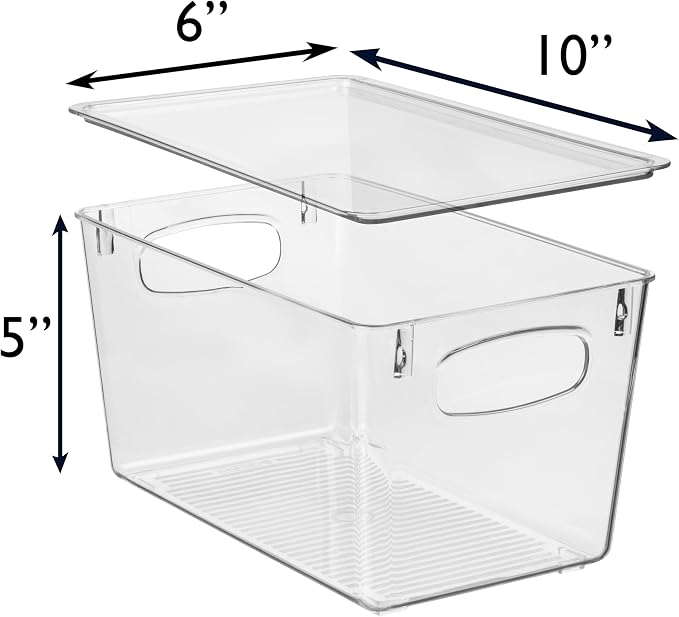 CLEARSPACE Plastic Pantry Organization and Storage Bins with Lids - Perfect Kitchen Organization or Kitchen Storage - Fridge Organizer, Refrigerator Organizer Bins, Cabinet Organizers - Image 4