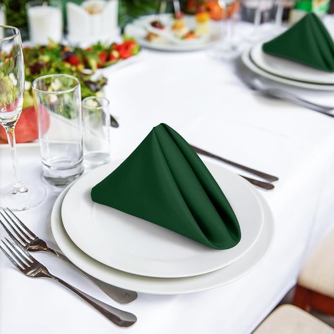 SuperO Set of 80 Cloth Napkins 17 x 17 Inch, Polyester Solid Washable Dinner Napkins with Hemmed Edges,Great for Restaurant, Wedding and Party(Hunter) - Image 4