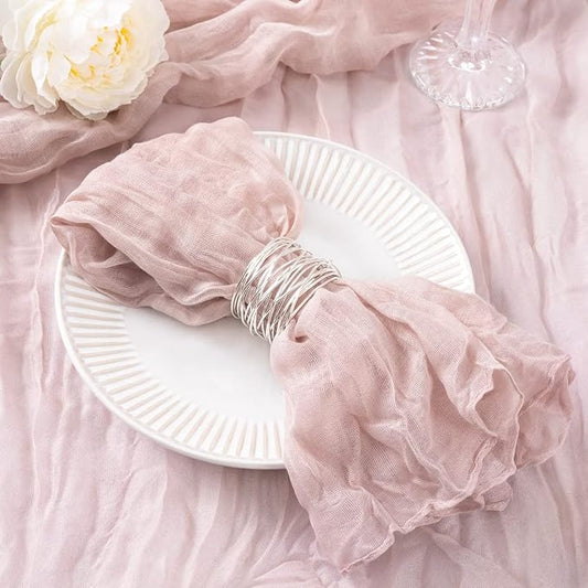 DeZerlor Pink Washable Cheesecloth Napkins Set of 20 for Wedding Party | Reusable Summer Cloth Napkins Bulk, for Bridal Baby Shower Dinner Cocktail Birthday Home, 21x21 Inches by DeZerlor