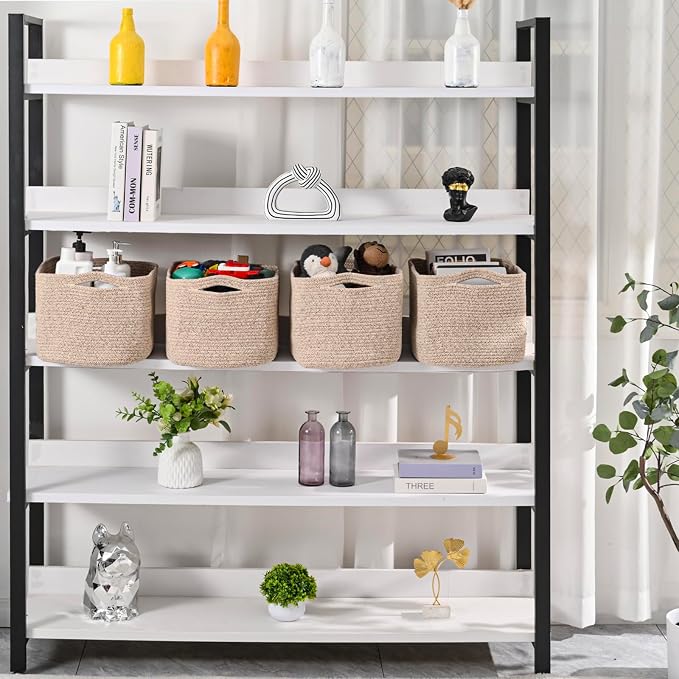 ICERZCZ Woven Cotton Rope Storage Baskets for Organizing & Shelves, Organization Bins for Dog Toys, Clothes, Books, Nursery Organizer, 15"x11"x9", Mixed Brown (4 Packs) - Image 5