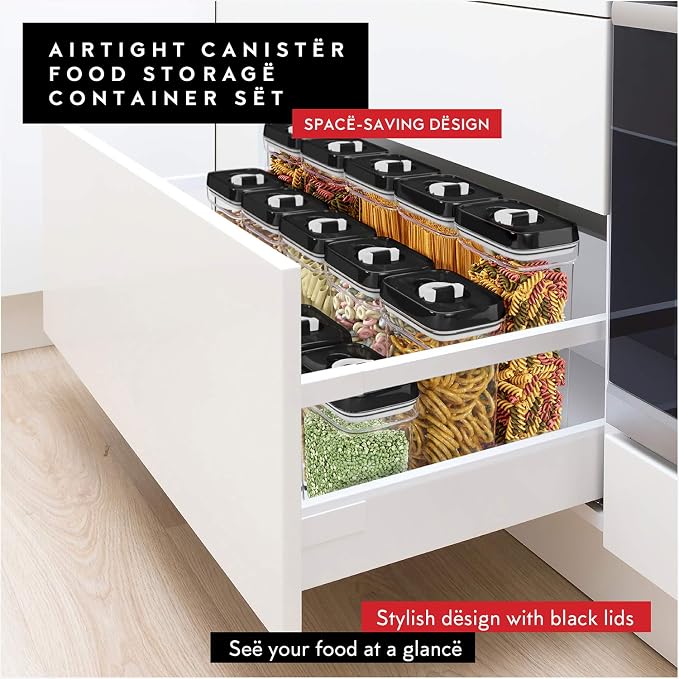 DWËLLZA KITCHEN Airtight Food Storage Containers with Lids – 6 Piece Set Air Tight Kitchen Storage Containers for Pantry Organization and Storage - Clear Plastic BPA-Free - Keeps Food Fresh & Dry - Image 6