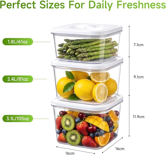 Vixino Vacuum Seal Containers, 3Pcs Reusable Food Storage Containers with Lids for Meal Prep and Freezer, BPA-Free，Microwave Safe，Leak-proof, Airtight (Vacuum Sealer Not Included) - Image 5
