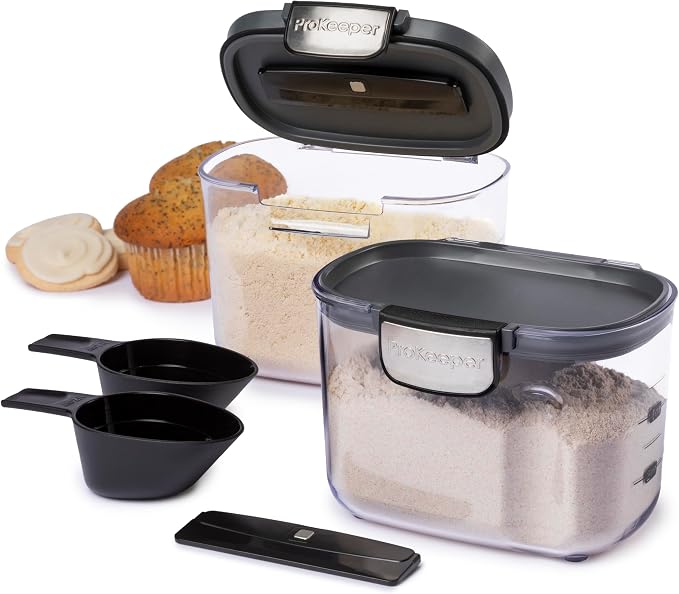 Progressive International ProKeeper+ Clear Plastic Airtight Food Baker's Kitchen Storage Organization Container Canister Set with Magnetic Accessories, 2- Piece Set (Specialty Flour 1.5-Quart) - Image 2
