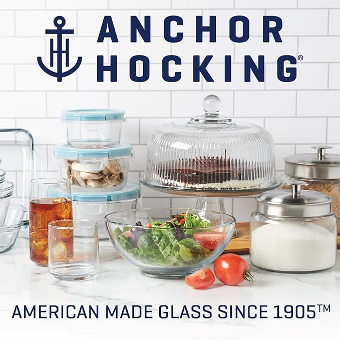 Anchor Hocking 18 Piece Glass Storage Containers with Lids (9 Glass Food Storage Containers & 9 Red SnugFit Lids) - Image 6