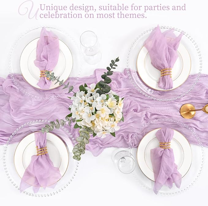 50 Pack Lavender Cloth Napkins 20x20 Inch Cheesecloth Napkins | Elegant Cloth Napkins for Table, Washable Rustic Boho Gauze Napkins, for Wedding Party Bridal Baby Shower Dinner Table Decor - Image 7