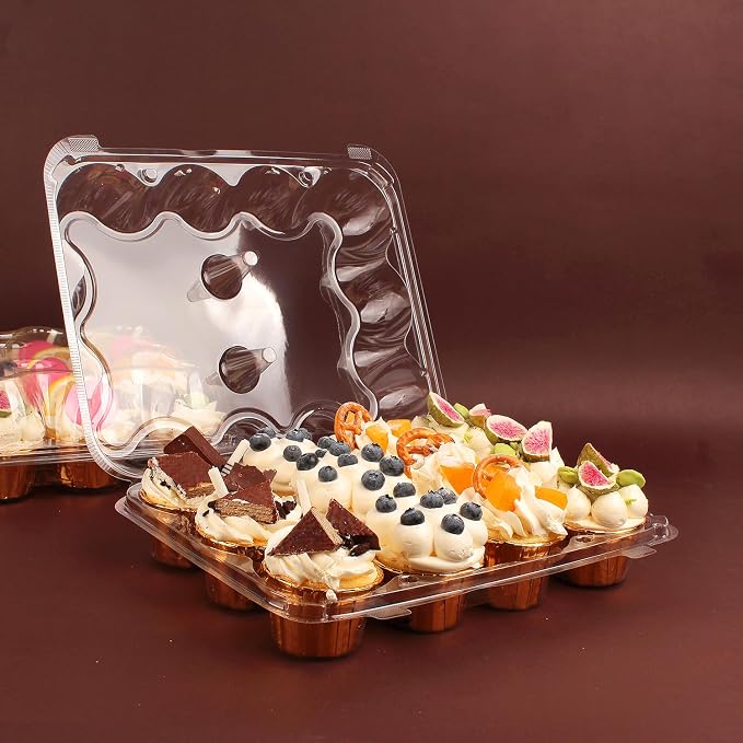 24 Count Cupcake Containers with Tall Dome Lids, 20 Pack Clear Plastic Stackable Cupcake Boxes, Detachable Covers for Frosted Cupcakes, Standard Size Cupcake Carrier for Parties, Bake Sales, Events - Image 6