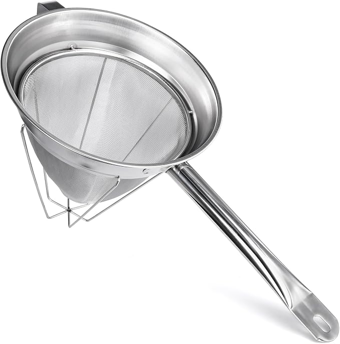 10" Chinois Strainer,18/8 Stainless Steel Conical Fine Mesh Bouillon Sieve | Heavy Duty China Cap Strainers with Stand for Sauces Soups Broth Purees Jam by Unknown