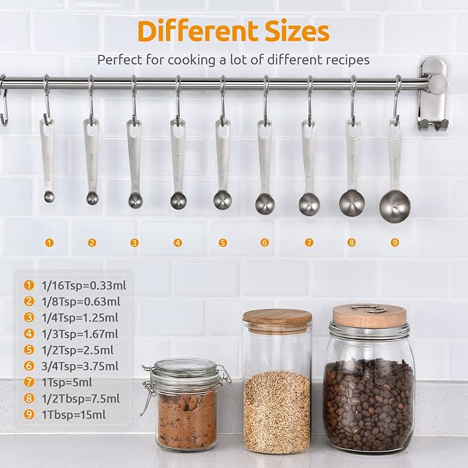 U-Taste 18/8 Stainless Steel Measuring Spoons Set for Dry and Liquid Ingredients(Set of 9), and Upgraded Measuring Cups and Spoons Set of 12 with Reinforced Welded Handle (Black) - Image 2
