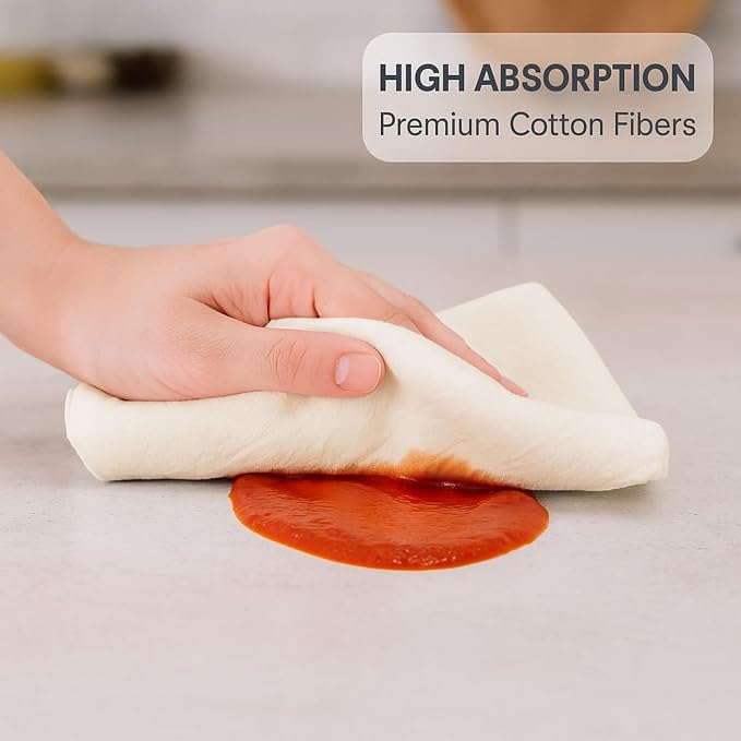 Flour Sack Dish Cloths 13x13 – 100% Cotton, Lint-Free & Highly Absorbent Kitchen Dishcloths (4 Pack), Quick-Dry Dish Cloth for Washing Dishes, Cleaning, Polishing & Household Tasks, Natural - Image 3