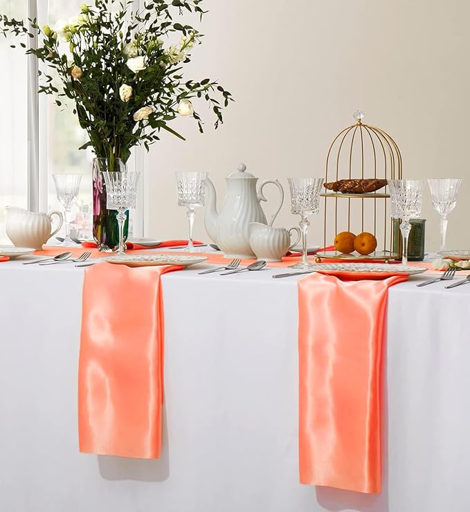 MDS® Pack of 200 Satin Napkins 12 x 12 Inch, Soft Silky Reusable Cloth Dinner Table Napkins for Wedding Décor, Reception, Birthday, Parties, Banquets, Catering, Restaurants & Hotel - Peach - Image 5