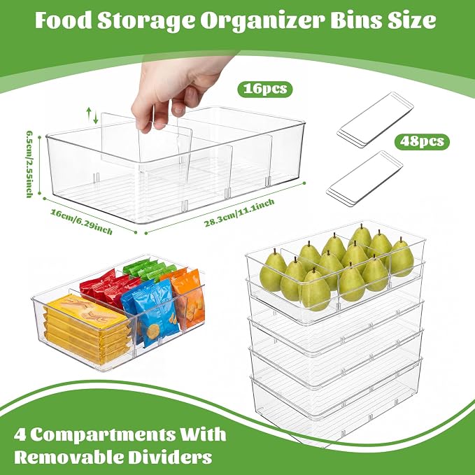 16 Pcs Snack Pantry Organizer Storage for Shelf,Large,Divider - Image 2