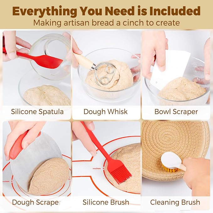 Sourdough Starter Kit,sourdough Bread Baking Supplies,Bread Proofing Basket,Sourdough Proofing Basket,Sourdough Kit Gifts for Bakers Women Wife Mom - Image 5