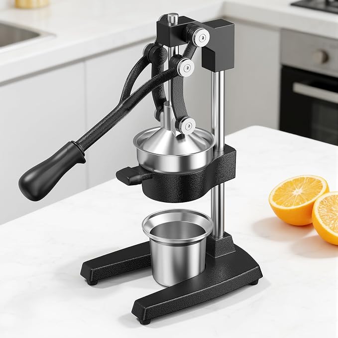Manual Cast Iron Juicer, Commercial Hand Juicer Squeezer with Stainless Steel Cup Heavy-Duty Manual Juicer Hand Press Countertop Citrus Juice Press for Orange, Lemon, Pomegranate, Grapefruit - Image 9