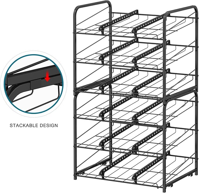 BTY Can Organizer for Pantry Stackable 2 Pack, Can Storage Organizer Rack Stacking Can Dispensers Small Space Holds up to 36 Cans for Pantry, Kitchen, Cabinet Black - Image 3
