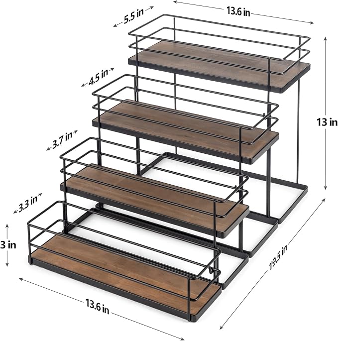 kimilus 16 Bottle Capacity Coffee Syrup Organizer 4 Tier Coffee Syrup Stand Shelf for Coffee Bar Kitchen Small Wine Rack for Bar Family Storage for Syrup Wine Dressing - Image 3