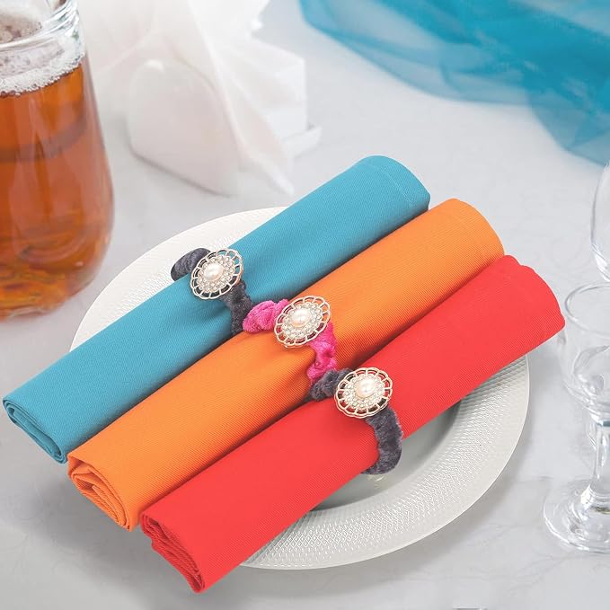 Ruvanti Cloth Napkins Set of 24, 18x18 Inch Napkins Cloth Washable, Soft, Durable, Absorbent, Cotton Blend. Table Dinner Napkins Cloth for Christmas Parties, Restaurant, Weddings, Dinner - Multi Color - Image 3