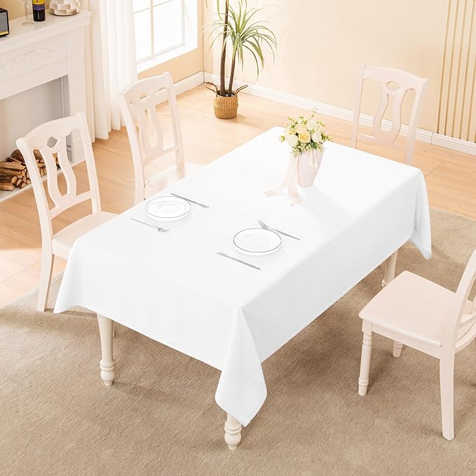 BALCONY & FALCON Rectangle Table Cloth Waterproof White 70"x55" | Rectangular Washable Wrinkle Resistant Table Cloth Linen Fabric Tablecloths for Dining Party Kitchen Wedding and Outdoor Use - Image 5