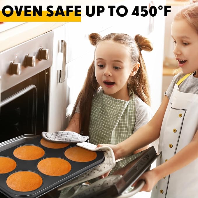 6 Pack Nonstick Jumbo Muffin Baking Pan Muffin Tins Heavy Duty Cupcake Tin Gold Carbon Steel Cup Cake Tray for Baking Cupcakes, Dishwasher Safe Small Muffins Tarts(Jumbo,Black) - Image 6
