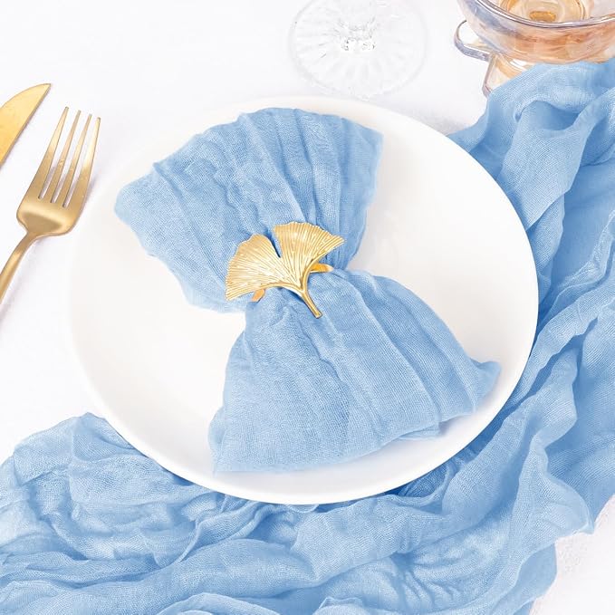 DeZerlor Baby Blue Washable Cheesecloth Napkins Set of 50 for Wedding Party | Light Blue Reusable Summer Cloth Napkins Bulk, for Bridal Baby Shower Dinner Cocktail Birthday Home, 21x21 Inches - Image 3